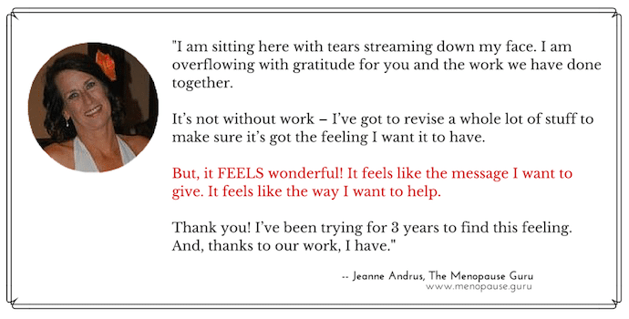 Client testimonial Jeanne Andrus
