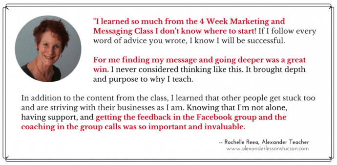 Rochelle Reea Marketing and Messaging Class Testimonial